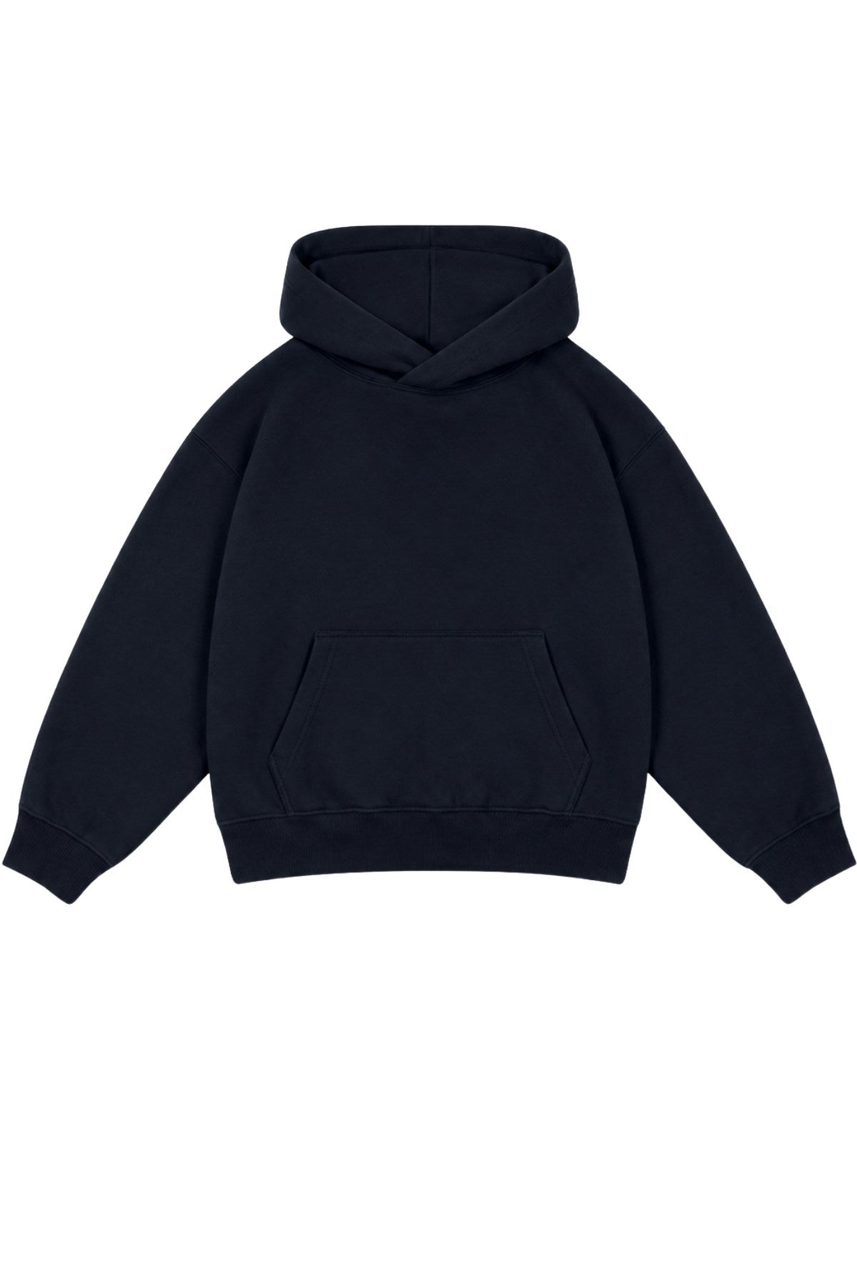 Kız Çocuk Oversize Basic Hoodie Sweatshirt Lacivert – Kapüşonlu, Kanguru Cepli, 3 İplik Polar