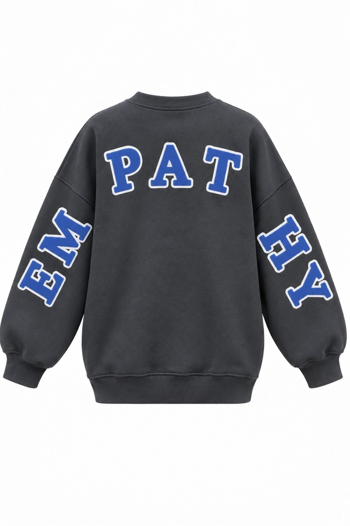 Kadın Oversize Sweatshirt Empathy 3D Baskılı Füme – Bisiklet Yaka, 3 İplik Şardonlu Polar