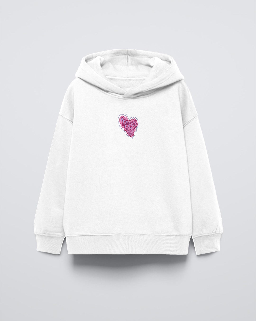 Beyaz Kapüşonlu No Fear Baskı Detaylı Oversize Çocuk Hoodie