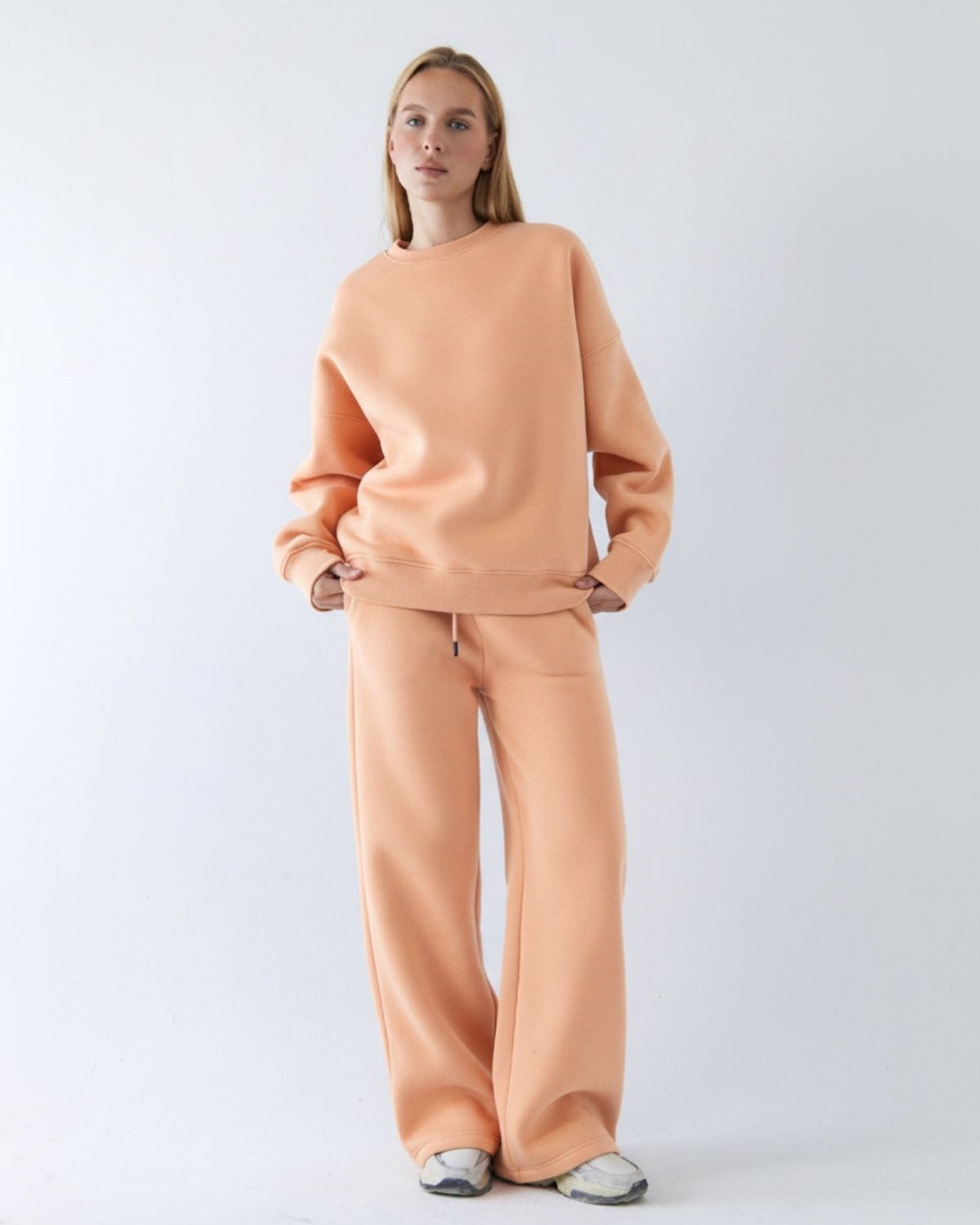 Unisex Oversize Eşofman Takımı Basic Turuncu – Bisiklet Yaka, Bol Paça, 3 İplik Şardonlu Polar