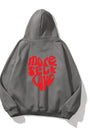 Kapüşonlu İçi Polar More Self Love Baskılı Füme Unisex Hoodie Sweatshirt