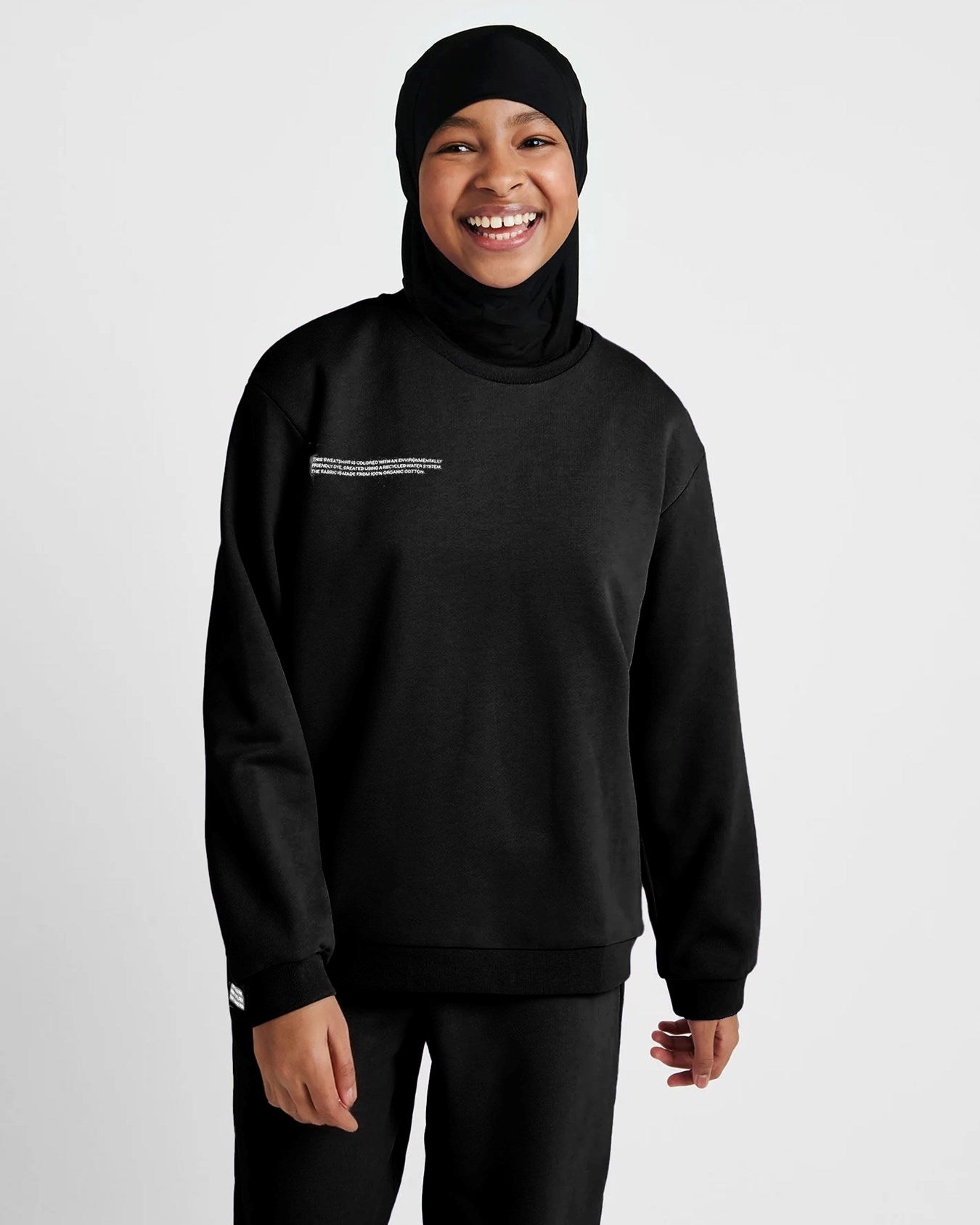 Siyah Unisex Çocuk Bisiklet Yaka Nature Concept Baskılı Oversize Hoodie Sweatshirt 