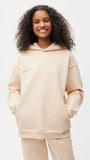 Ekru Unisex Kapüşonlu Nature Concept Baskılı Oversize Hoodie Sweatshirt 