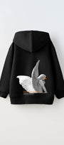 Kapüşonlu İçi Polar Art Work Heykel Baskılı Siyah Unisex Çocuk Hoodie Sweatshirt