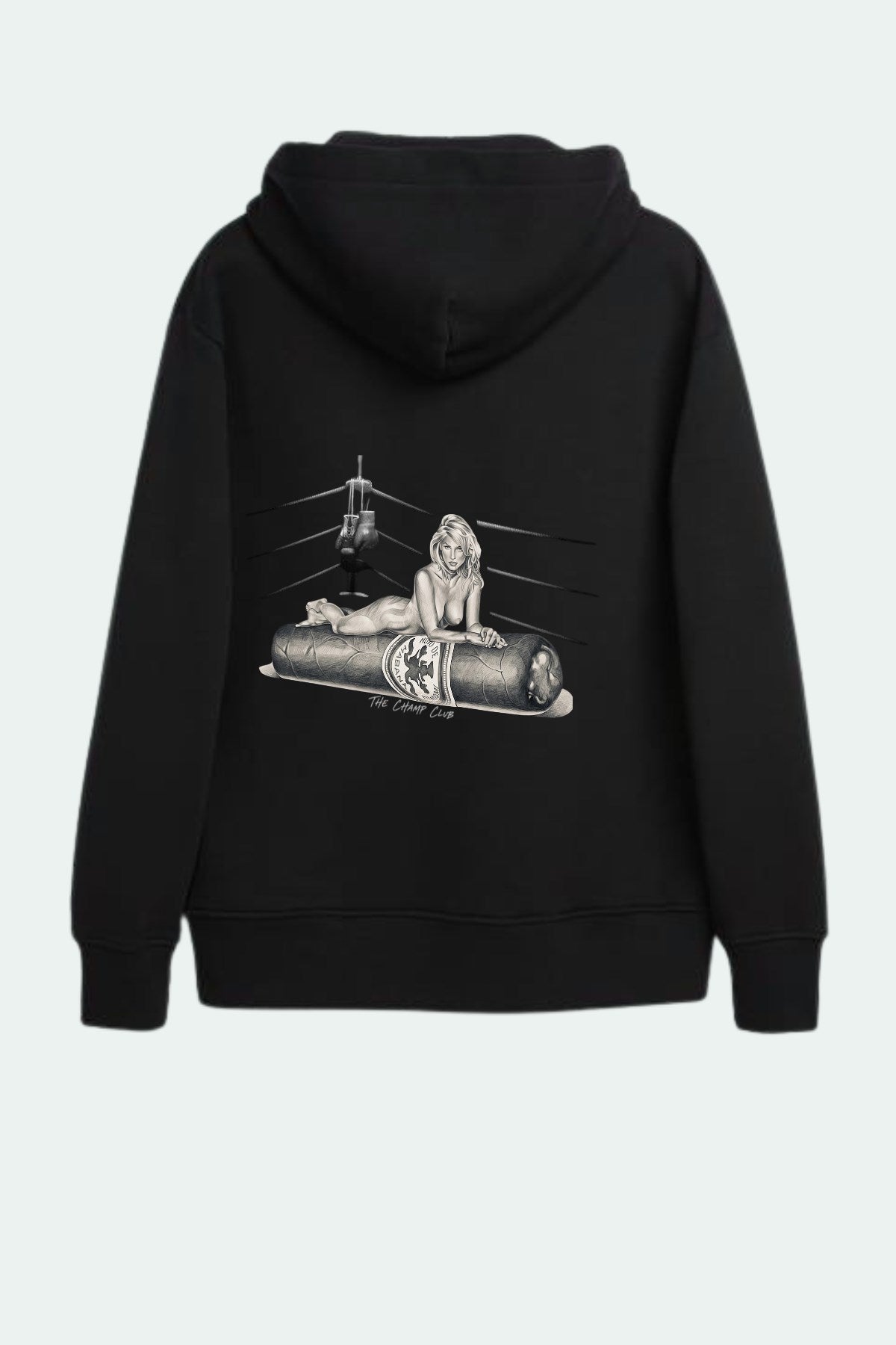 Kadın Oversize Sweatshirt Hoodie Ring Spirit Black Siyah – Kapüşonlu, 3 İplik Polar, Kanguru Cepli