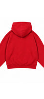 Kız Çocuk Oversize Basic Hoodie Sweatshirt Kırmızı – Kapüşonlu, Kanguru Cepli, 3 İplik Polar
