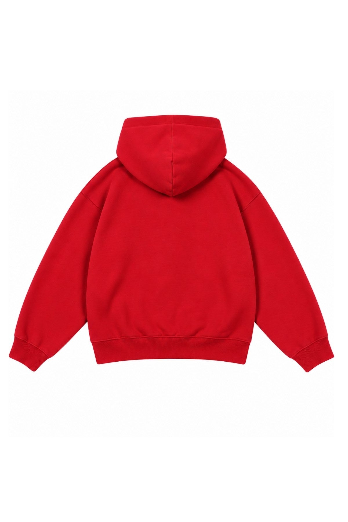 Kız Çocuk Oversize Basic Hoodie Sweatshirt Kırmızı – Kapüşonlu, Kanguru Cepli, 3 İplik Polar