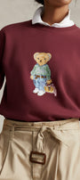 Kadın Oversize Sweatshirt Weekend Bear Baskılı Bordo – Bisiklet Yaka, 3 İplik Şardonlu