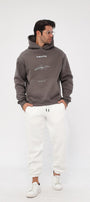 Kapüşonlu İçi Polar MM75 Baskılı Füme Oversize Hoodie Sweatshirt