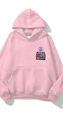 Kapüşonlu İçi Polar Kirpikli Nazar Boncuğu Baskılı Pembe Unisex Sweatshirt