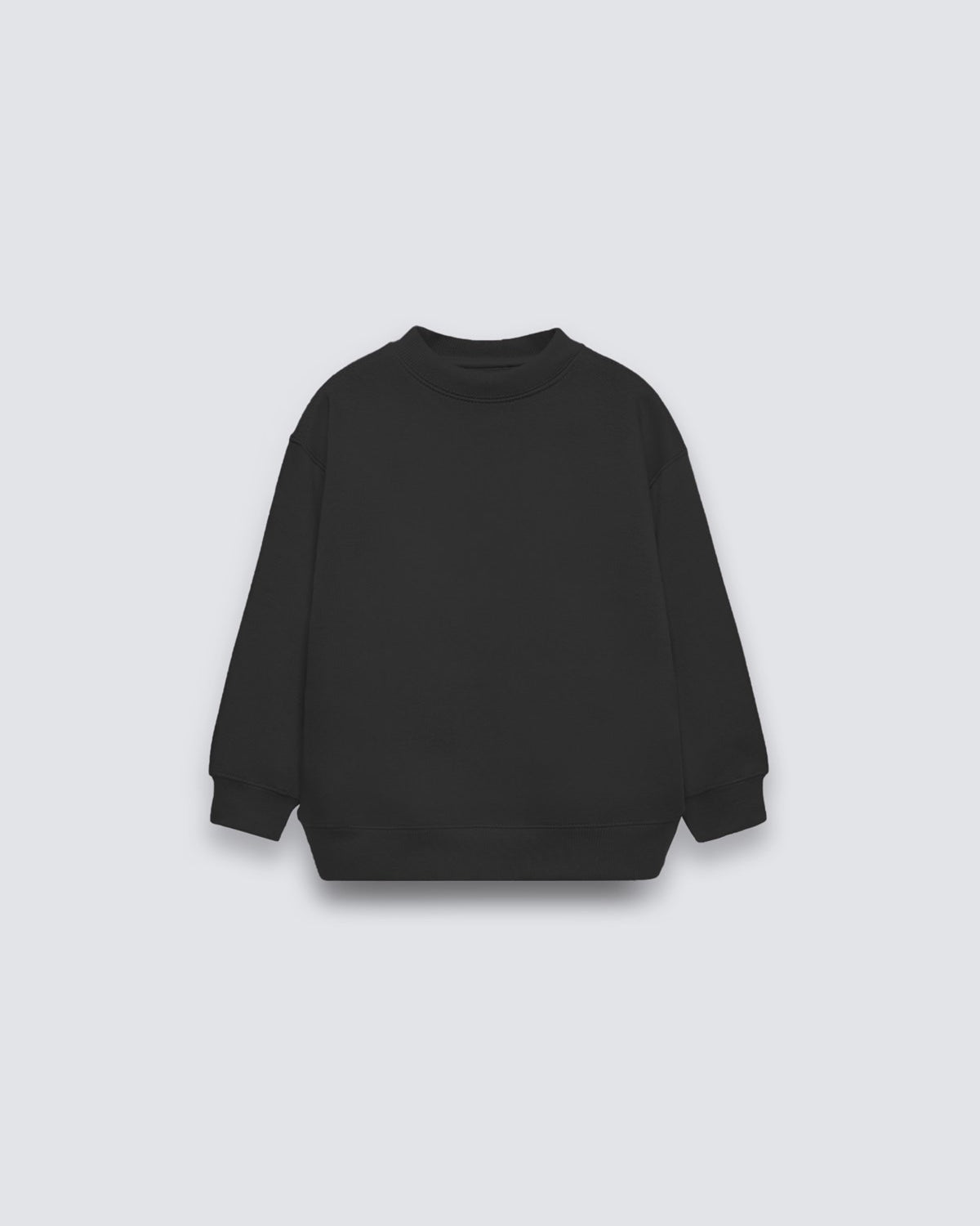Siyah Çocuk Basic Bisiklet Yaka İçi Polar Oversize Sweatshirt