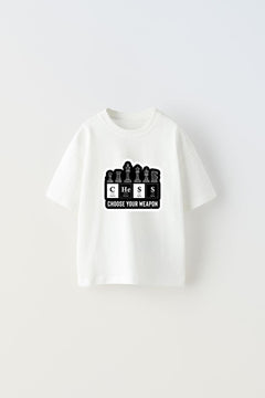 Choose Your Weapon Yazılı Satranç Tasarım Baskılı Beyaz Çocuk T-Shirt