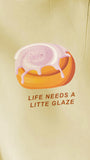 Kadın Oversize Sweatshirt Elbise Bakery Glazed Donut Baskılı Sarı – Bisiklet Yaka, 3 İplik Şardonlu Polar