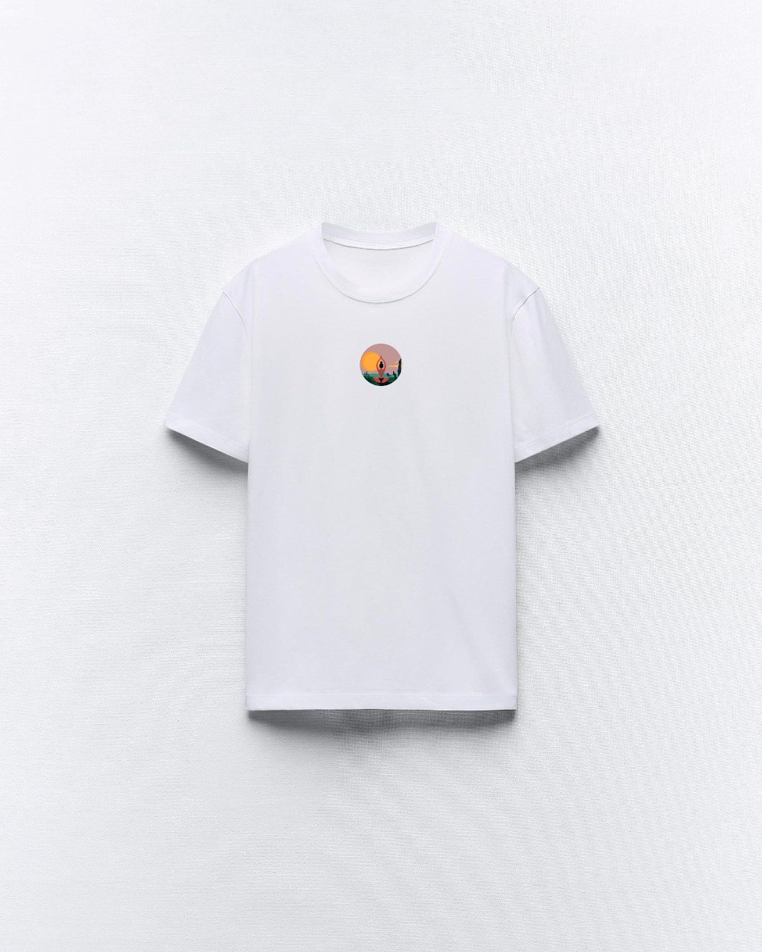 Yoga Art Manzara Tasarım Baskılı Beyaz Kadın T-shirt