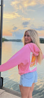 Pembe Oversize Hoodie Pembe – 3 İplik Şardonlu, Kapüşonlu Kanguru Cepli, Sırt Tam Portakal Baskı