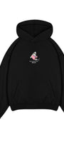 Erkek Oversize Sweatshirt Hoodie Shark Hello Siyah – Kapüşonlu, 3 İplik Polar, Kanguru Cepli