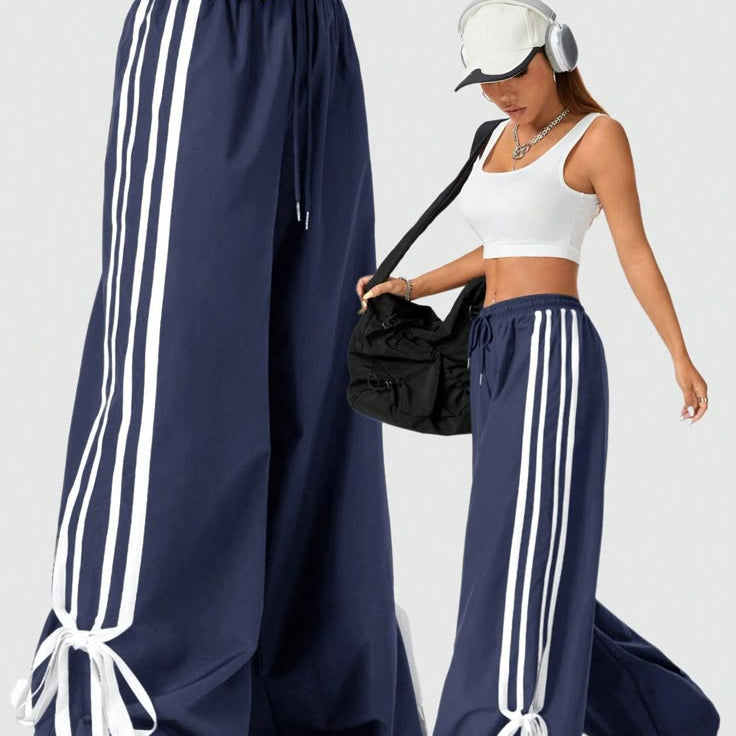 Kadın Sportif  4 Şerit Detaylı Ayarlanabilir Paça Eşofman Altı