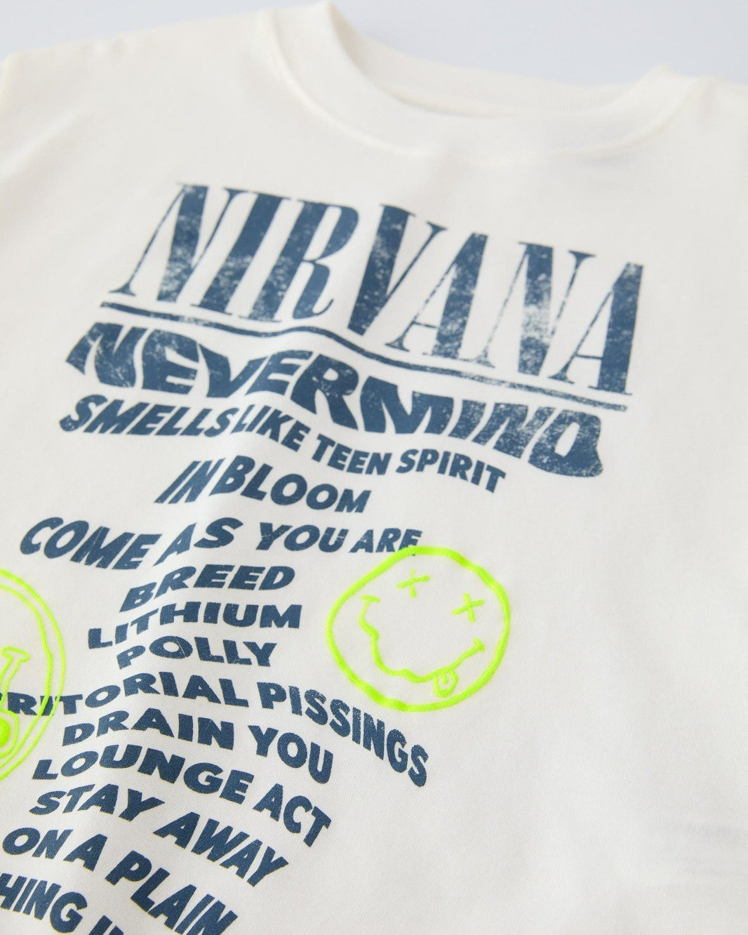Nirvana Yazılı Smile Baskılı Beyaz Çocuk T-shirt 