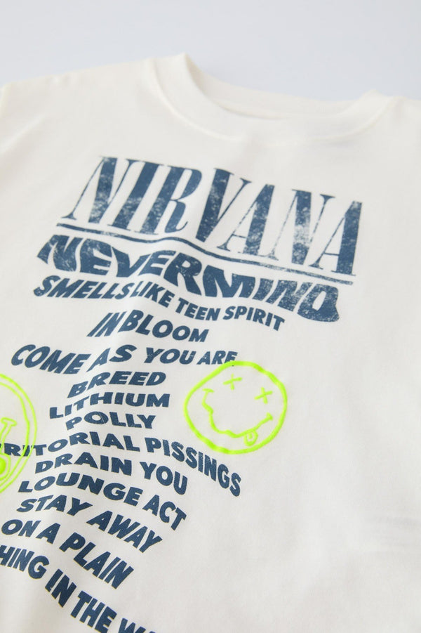 Nirvana Yazılı Smile Baskılı Beyaz Çocuk T-shirt 