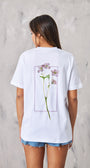 Çiçek Temalı Tasarım Baskılı Beyaz Kadın T-Shirt