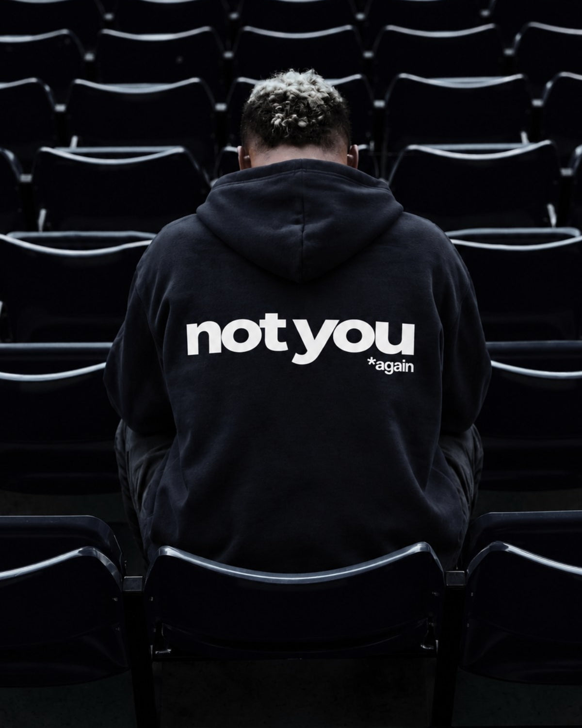 Unisex Oversize Hoodie Not You Again Baskılı Lacivert – Kapüşonlu, Kanguru Cepli, 3 İplik Şardonlu 