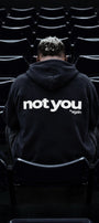 Unisex Oversize Hoodie Not You Again Baskılı Lacivert – Kapüşonlu, Kanguru Cepli, 3 İplik Şardonlu 