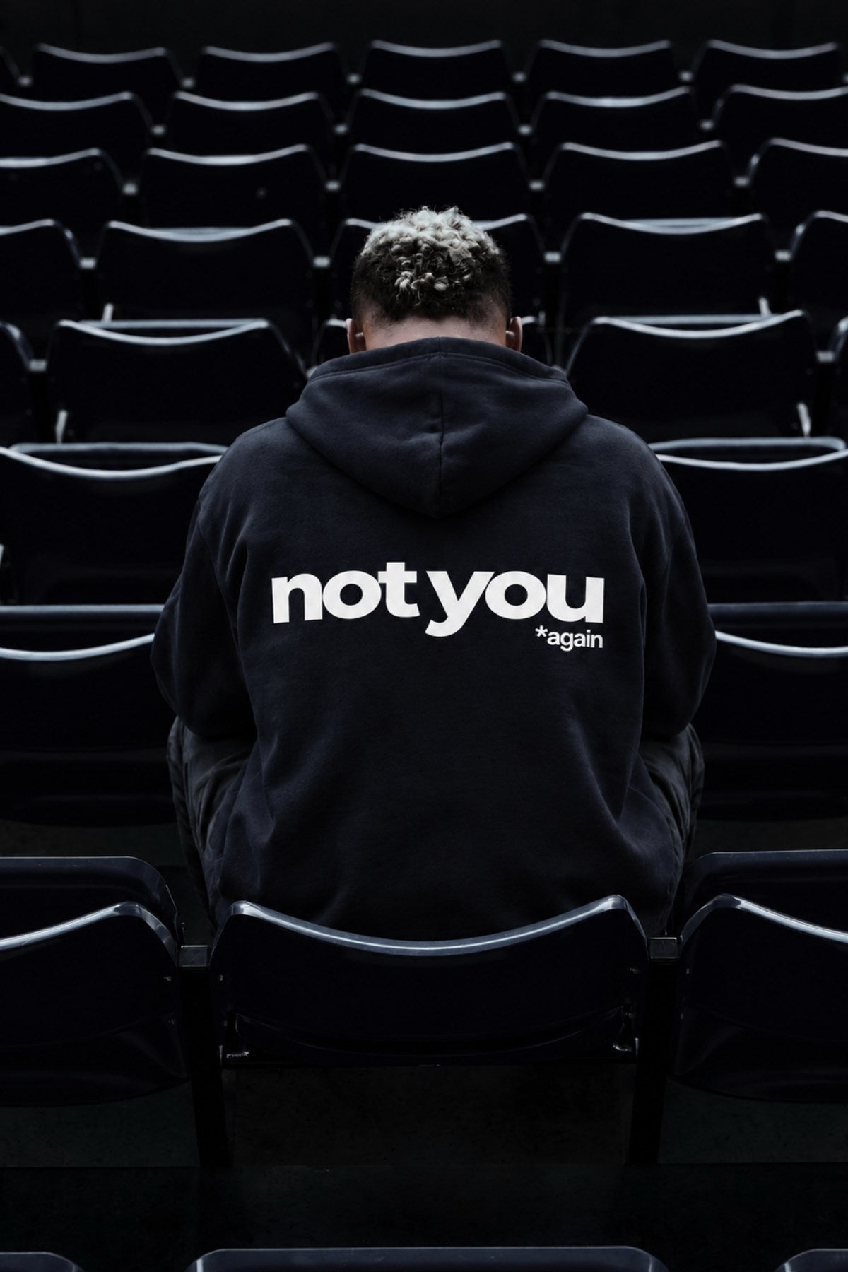 Unisex Oversize Hoodie Not You Again Baskılı Lacivert – Kapüşonlu, Kanguru Cepli, 3 İplik Şardonlu 