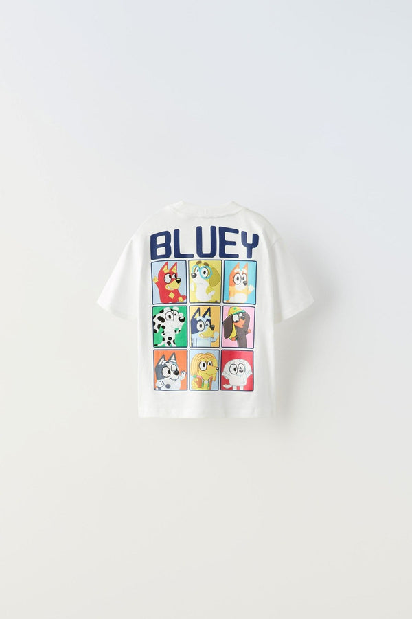 Bluey Yazılı Bluey Bingo Baskılı Beyaz Erkek Çocuk T-shirt 