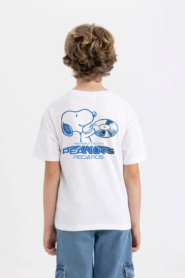 Peanuts Records Baskılı Beyaz Erkek Çocuk T-shirt