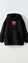 Kapüşonlu İçi Polar Satranç Baskı Siyah Unisex Çocuk Hoodie Sweatshirt