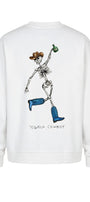 Erkek Oversize Sweatshirt Western Spirit Baskılı Beyaz – Bisiklet Yaka, 3 İplik Şardonlu Polar
