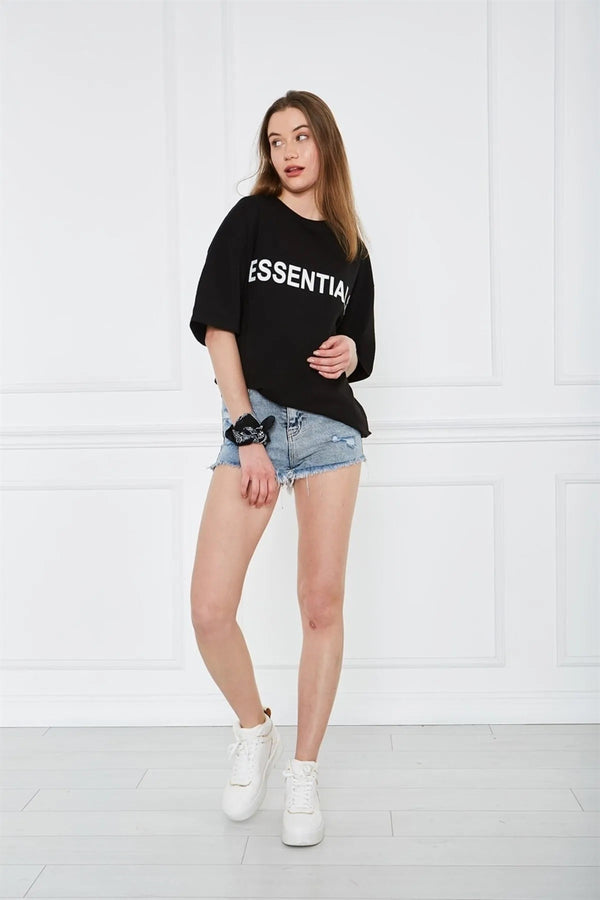 Oversize Unisex Essentials Baskılı T-Shirt