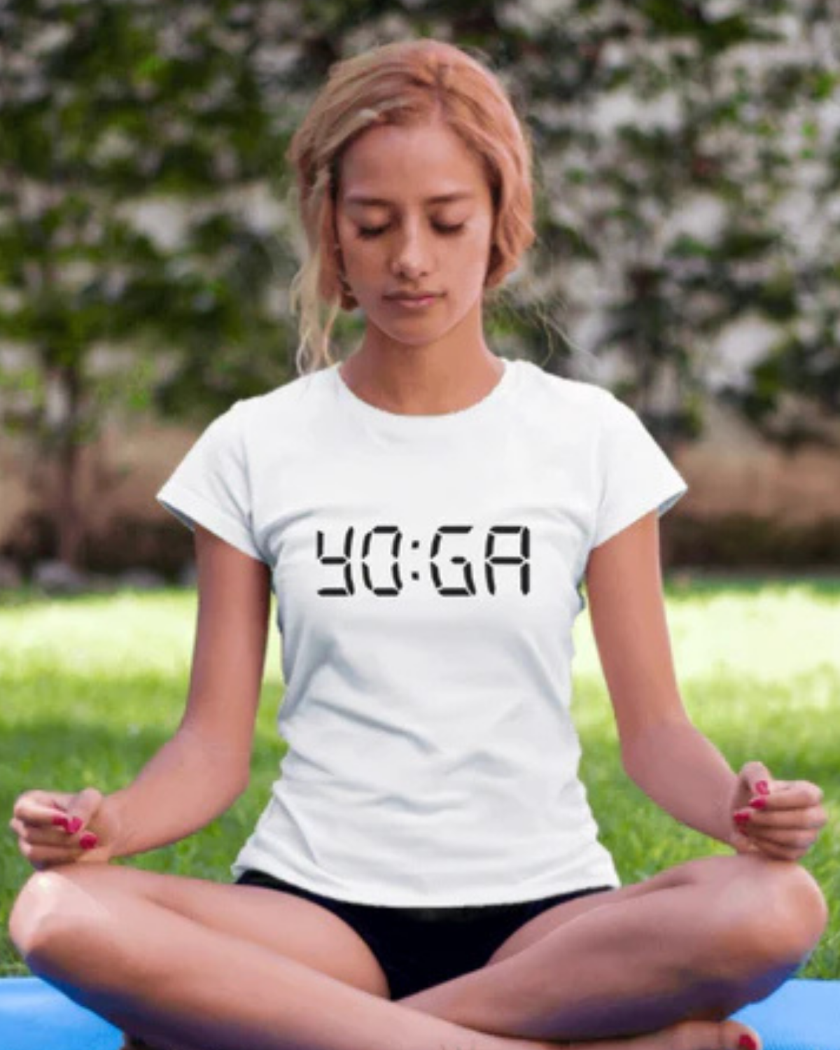 Yoga Yazı Baskılı Beyaz Kadın T-shirt