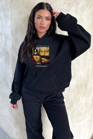 Mona Lisa Good Vibes Baskılı Unisex Oversize Sweatshirt