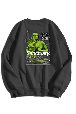Sanctuary Baskılı Unisex Oversize Sweatshirt
